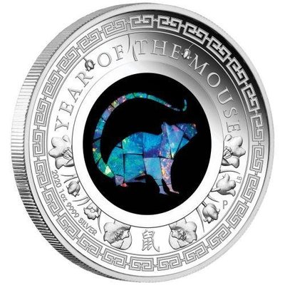 [現貨]澳洲 紀念幣 2020 1oz 蛋白石生肖系列-鼠年 生肖紀念銀幣 原廠原盒
