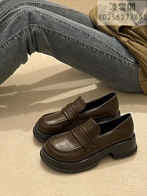 時尚部落厚底樂福鞋2023年春夏季新款jk棕色小皮鞋子女英倫風單鞋