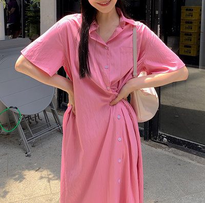 ＳｅｙｅＳ 　 雜誌款歐美日韓系時尚側扣收腰設計感兩穿法襯衫洋裝