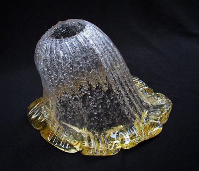 老玻璃燈罩玻璃藝術品台灣民藝手工玻璃工藝品海芋花型淡琥珀色【心生活美學】