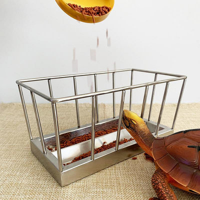 不銹鋼烏龜食盆陸龜黃緣龜大號裝料喂食器爬爬寵投食盤盒可定制