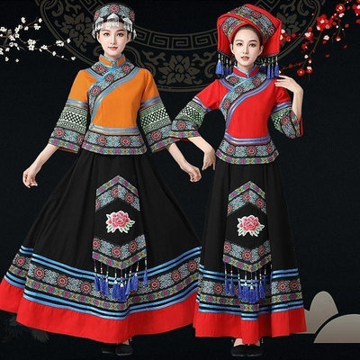 新款壯族少數民族服裝苗族舞蹈演出服女成人土家族瑤族表演服裝