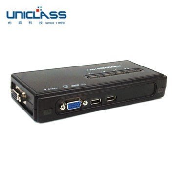 【2/6有現貨】UNICLASS】USB-SP04 4埠掌上薄型 VGA USB KVM 電腦切換器.