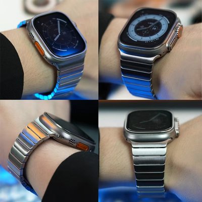 現貨Apple Watch8錶帶蘋果ultra手錶49mm金屬商務錶帶s7鏈式SE2 45mm 41mm不鏽鋼蝴蝶扣腕帶