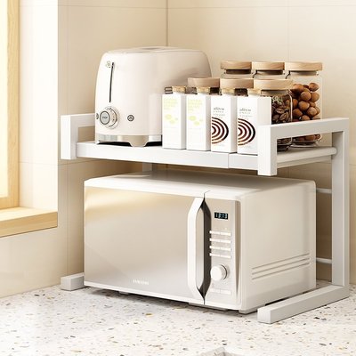 促銷打折 廚房微波爐架子置物架可伸縮烤箱臺面家用雙層桌面多功能收納支架