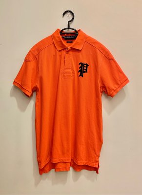 Ralph Lauren Polo肩部絎縫橄欖球衫Polo衫 橙色 尺碼:M