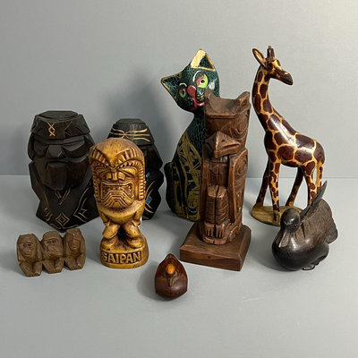 zwx 海外中古木雕置物 動物雕塑小置物擺件 中古品 日本回流 VI