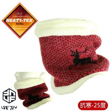 [UF72+]HEAT1-TEX 防風 內長毛發熱兩用圍脖 UF6302 麋鹿(紅)銷售第一 男女適用 滑雪 冬季保暖
