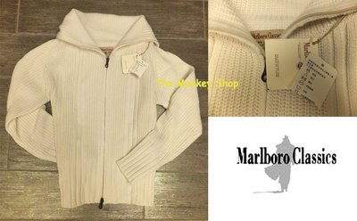 ．款數極少．絕對全新正品 Marlboro Classics 白色羊毛粗針織外套．