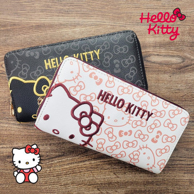 紅白/黑金 頭型刺繡長夾-凱蒂貓 HELLO KITTY 三麗鷗 Sanrio 正版授權