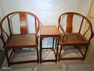 【二手】新收黃花梨紋理老椅子，席子做面，原皮殼漿，喜歡的私信詢【古玩天下】1989