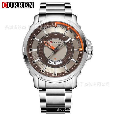 男士手錶 CURREN卡瑞恩 8229新款男士鋼帶手錶 商務休閑個性日歷軍事腕錶