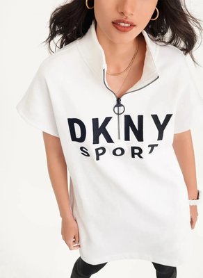 DKNY 白色 半拉鏈短袖毛圈棉洋裝 698元
