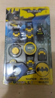 哈哈玩具屋~兒童玩具~積木 英雄 蝙蝠俠 變形 電子手錶(蝙蝠俠)