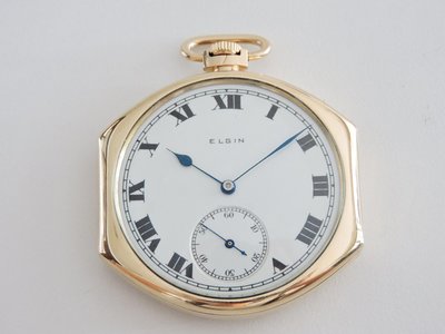 ELGIN 愛琴 愛爾金 愛爾琴 特殊造形琺瑯瓷面手動機械古董懷錶