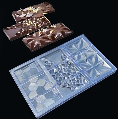 ◎三合一雪絨花幾何鑽石排塊DIY巧克力模具/PC環保塑料硬模/手工巧克力模具~特價