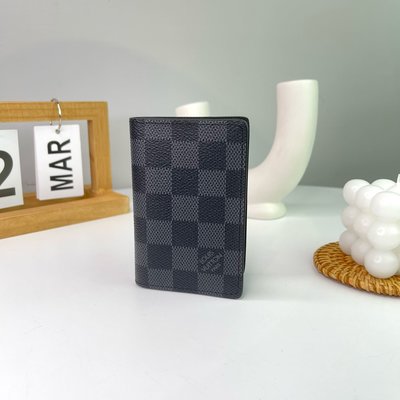 【翰貝格名牌館】全新真品 LV 黑灰 棋盤格 LOGO 萬用 卡片 名片夾 N63143
