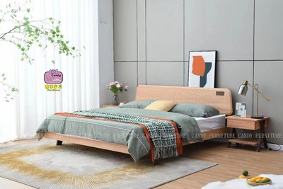 [糖果家具]實木床 北歐簡約現代家具 雙人床 5尺床架 無印風日式床組