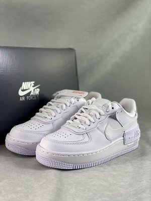 Air Force 1 Shadow 全白 皮革 厚底 休閒運動板鞋 男女鞋 CI0919-100