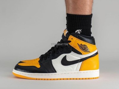 【正品】Air Jordan 1 High OG “Yellow Toe”aj1喬丹黑黃腳趾籃球鞋 575441-711女鞋