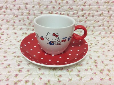 Sanrio hello kitty 點點蛋糕咖啡杯盤組《2003年商品》特價出清