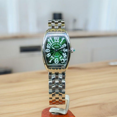 樂時計 二手美品 Franck Muller 法蘭克穆勒 CURVEX 1752 B QZ 女錶 亮綠色面盤 石英機芯 24x35mm 有保單