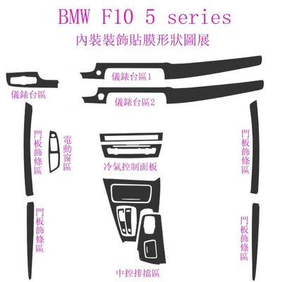 BMW F10 內裝 碳纖維 貼膜 5 series 專用 改裝 中控 檔位 儀錶臺 卡夢 裝飾 貼膜 門板 保護 車貼