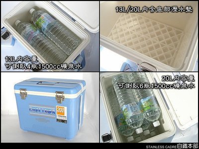 白鐵本部㊣外銷日本【時尚行動冰箱20L】冰寶,輕量設計,保冰力佳,釣魚必備~另售13L的