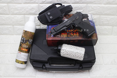台南 武星級 Raptor MP-443 烏鴉 手槍 瓦斯槍 + 12KG瓦斯 + 奶瓶 + 槍套 + 槍盒 ( 俄軍