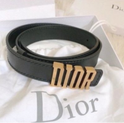 甜甜二手真品 Dior D-Fence Belt In Calfskin 黑色金CD Dior Logo 牛皮皮帶 腰帶