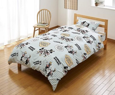 日本代購 disney 迪士尼 復刻米老鼠 mickey 米奇 米妮 單人床包 床單 枕套 被套 三件套 預購