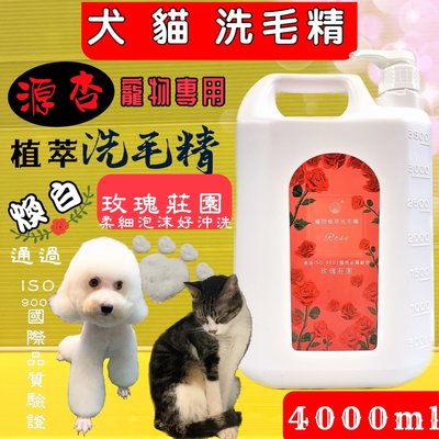 超大容量✪四寶的店✪源杏 寵物專用 洗毛精 玫瑰莊園 4000ml/瓶《 煥白系列》犬 貓 狗 專用 沐浴露