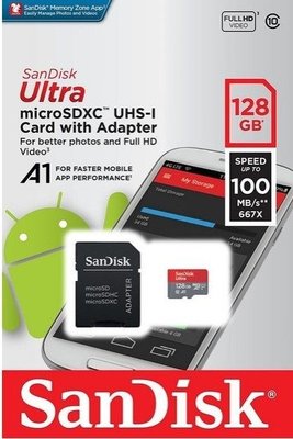 【終身保固】 SanDisk 128G ultra 100MB/s microSD micro SD SDXC 記憶卡