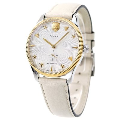 GUCCI YA126348 古馳 手錶 40mm 白色面盤 白色皮錶帶 男錶 女錶