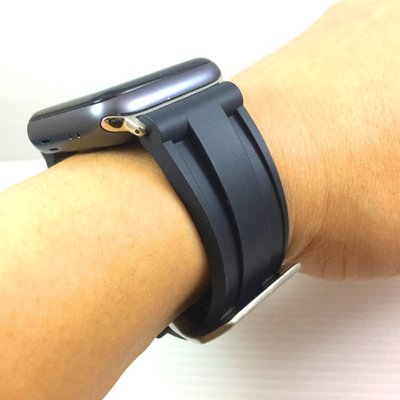 Apple Watch 沛納海 Panerai 最佳代用 橡膠錶帶 黑色 胖大海不鏽鋼針扣 38 40 42 44