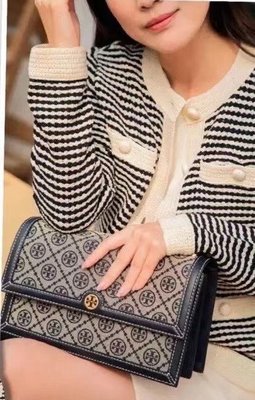 ╭☆包媽子店☆Tory Burch TB Monogram Jacquard Crossbody Bag老花帆布新款女包