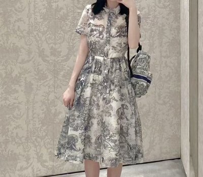 【妖妖代購】Dior 22新款茹伊圖騰印花洋裝(含內搭背心裙)