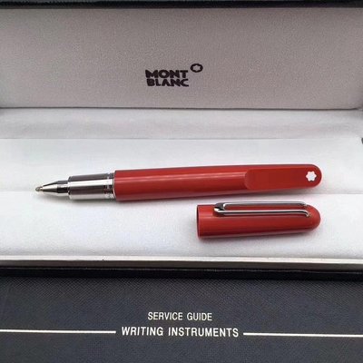 德國 Montblanc 簽字筆 大M系列 筆蓋是磁吸自動閉合 珊瑚紅銀夾 原子筆  附原廠盒子 說明書