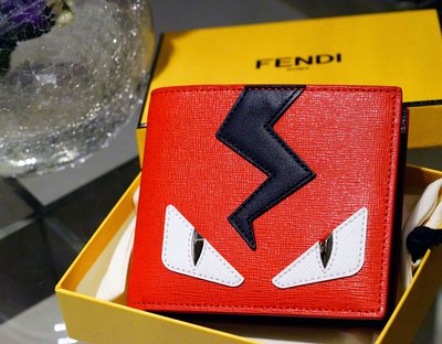 【COCO 精品專賣】Fendi 7M0169 Monster Wallet 閃電怪獸卡片夾 紅/黑 現貨