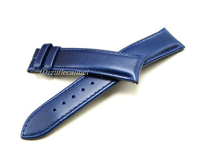 22mm fossil通用藍色真皮錶帶軟皮FILIPPO LORETI弧形接口不掉皮