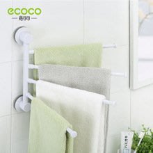 ECOCO 意可可 魔力吸盤毛巾架 魔力吸盤毛巾架 毛巾收納架 毛巾浴室架 強力吸盤 4桿 白色