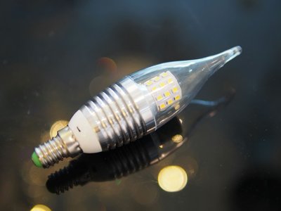 E14 全電壓5W拉尾LED蠟燭燈泡黃光*24