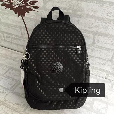 小Z代購#Kipling 猴子包 K15016 黑底波點 圓點 拉鍊款多用輕量雙肩後背包 防水