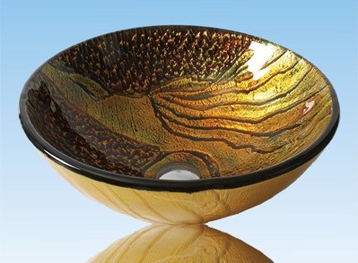 FUO衛浴:42公分 彩繪工藝 藝術強化玻璃碗公盆 (WY15083)預訂!