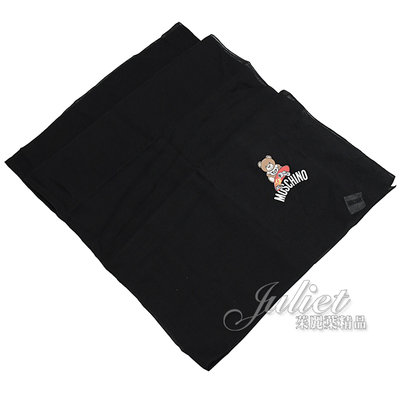 【茱麗葉精品】【全新商品 】MOSCHINO 50135 M5353 滑板小熊LOGO混紡薄圍巾.黑 現貨
