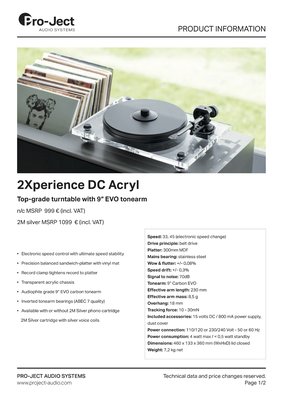 [ 沐耳 ] 奧地利 Pro-Ject 2Xperience Carbon 唱盤：壓克力底座，搭配 2M Red 唱頭