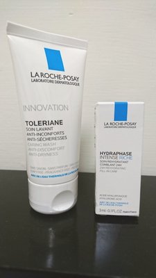 LA ROCHE-POSAY理膚寶水 多容安舒敏溫和潔膚乳50ml(2021.03到期) 附全日長效玻尿酸修護保濕乳潤澤型3ml(2021.02到期)