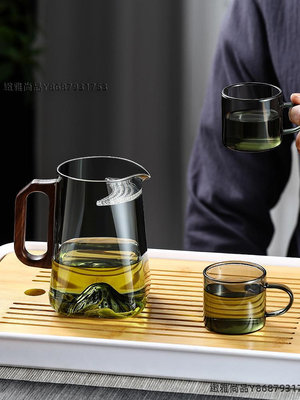 玻璃茶壺月牙過濾茶水分離家用綠茶杯泡茶器耐高溫茶具套裝公道杯-緻雅尚品