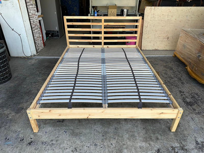 香榭二手家具*IKEA TARVA 松木實木雙人5尺 床框附床頭板-床組-床頭片-床架-雙人床-床箱-床底-排骨床-床板