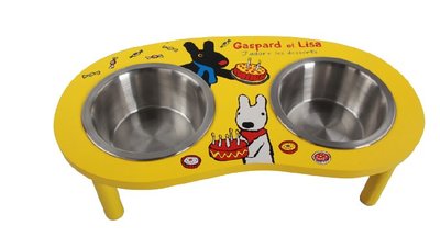 Gaspard＆Lisa 兩段式護脊架高碗 食盆 碗架 水盆 寵物餐桌餐具組『Birthday』附雙碗（黃色）580元